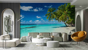 3D Open Tropical Beach bright ocean beach view wall mural wallpaper for living room
