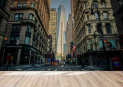 3D City Architecture Road Plank Wall Mural Wallpaper YXL 961