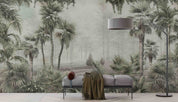 3D Misty Palm Forest misty tropical palm forest wall mural wallpaper for living room