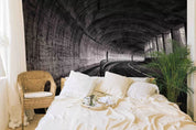 3D Tunnel Light Road Gray Cement Wall Mural Wallpaper YXL 1093