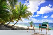 3D Palm Beach Ocean palm tree ocean landscape wall mural wallpaper for living room - view 2