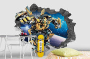 3D Robot Broken Wall Design 1 sci-fi robot action scene wall mural wallpaper for kids room - view 5