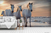 3D White Horse Beach white horse seaside mural wall mural wallpaper for bedroom