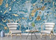 3D Abstract Damaskeen Blue Wall Mural Wallpaper YXL 935