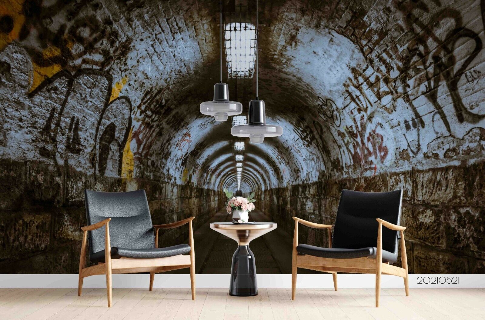3D Forest Tunnel Light arched forest tunnel light wall mural wallpaper for dining room - view 3