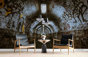 3D Forest Tunnel Light arched forest tunnel light wall mural wallpaper for dining room - view 3