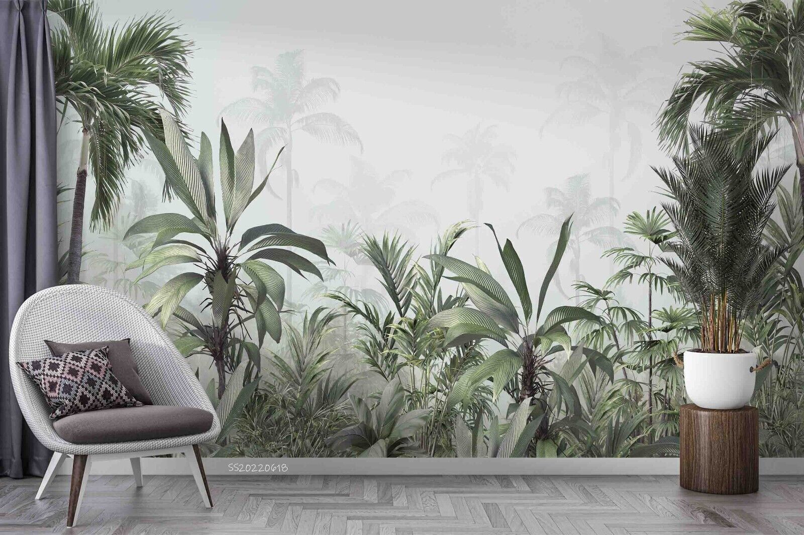 3D Selva Forest Tree Grass Fog Wall Mural Wallpaper YXL 872