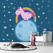 3D Unicorn Rainbow Stars unicorn rainbow night sky wall mural wallpaper for nursery - view 2
