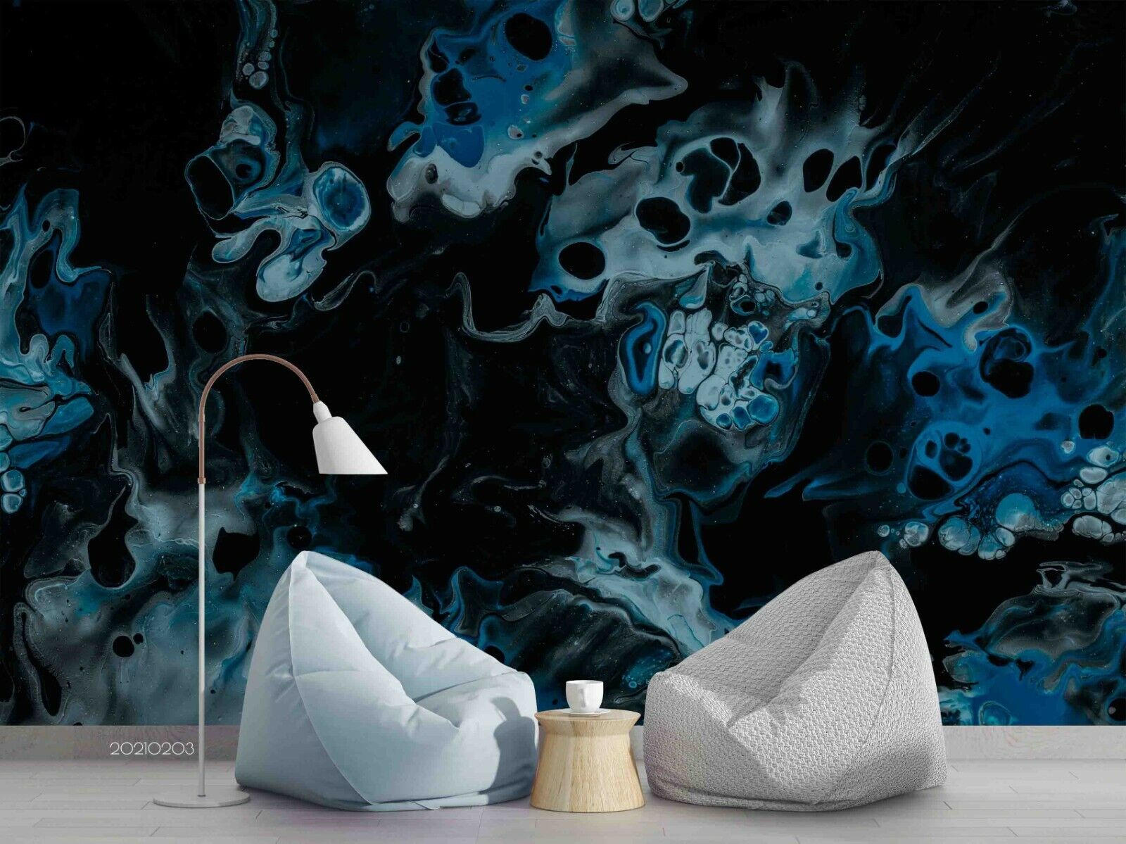 3D Abstract Damaskeen Blue Wall Mural Wallpaper YXL 951