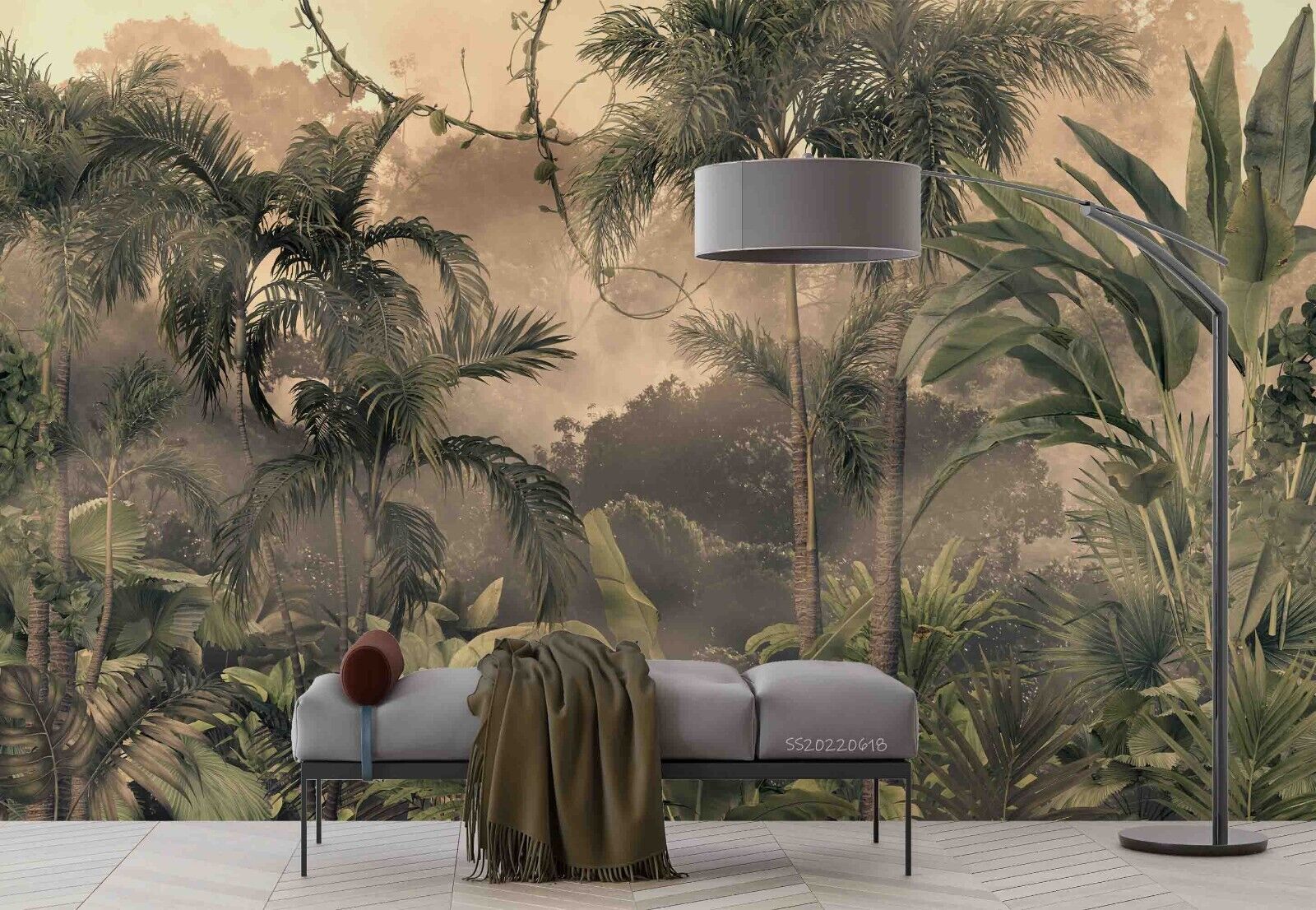 3D Warm Palm Forest warm tropical palm forest wall mural wallpaper for living room