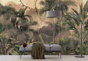 3D Warm Palm Forest warm tropical palm forest wall mural wallpaper for living room