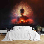 3D Buddha Lotus Light warm Buddha lotus meditation scene wall mural wallpaper for living room - view 3