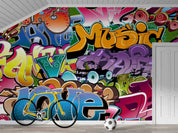 Graffiti Letter Line Round Colors Wallpaper typography graffiti wall mural for teen room or studio - view 3