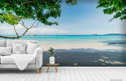 3D Tree Sandbeach Sea Cloud Sky Wall Mural Wallpaper YXL 955
