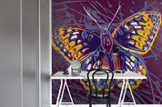 3D Freehand Sketching Butterfly Line Purple Wall Mural Wallpaper YXL 939