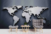 3D World Map Black Ellipse Wall Mural Wallpaper YXL 821