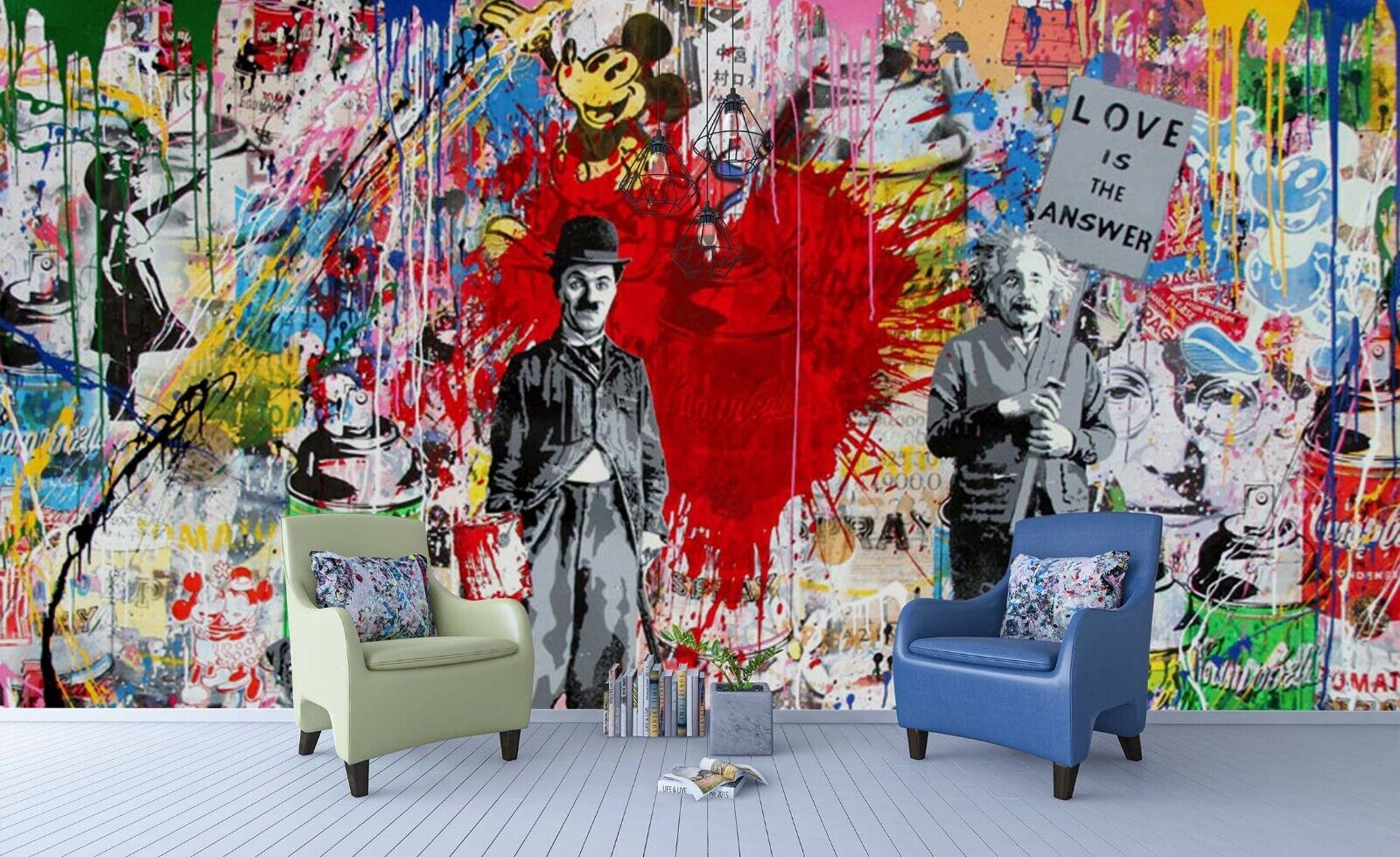 Graffiti Person Letter Mickey Wallpaper typography graffiti wall mural for teen room or studio - view 2