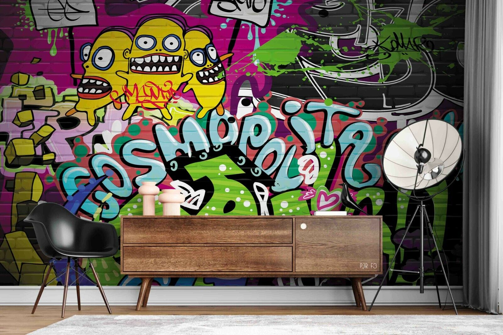 Graffiti Letter Monster Square Wallpaper typography graffiti wall mural for teen room or studio - view 4