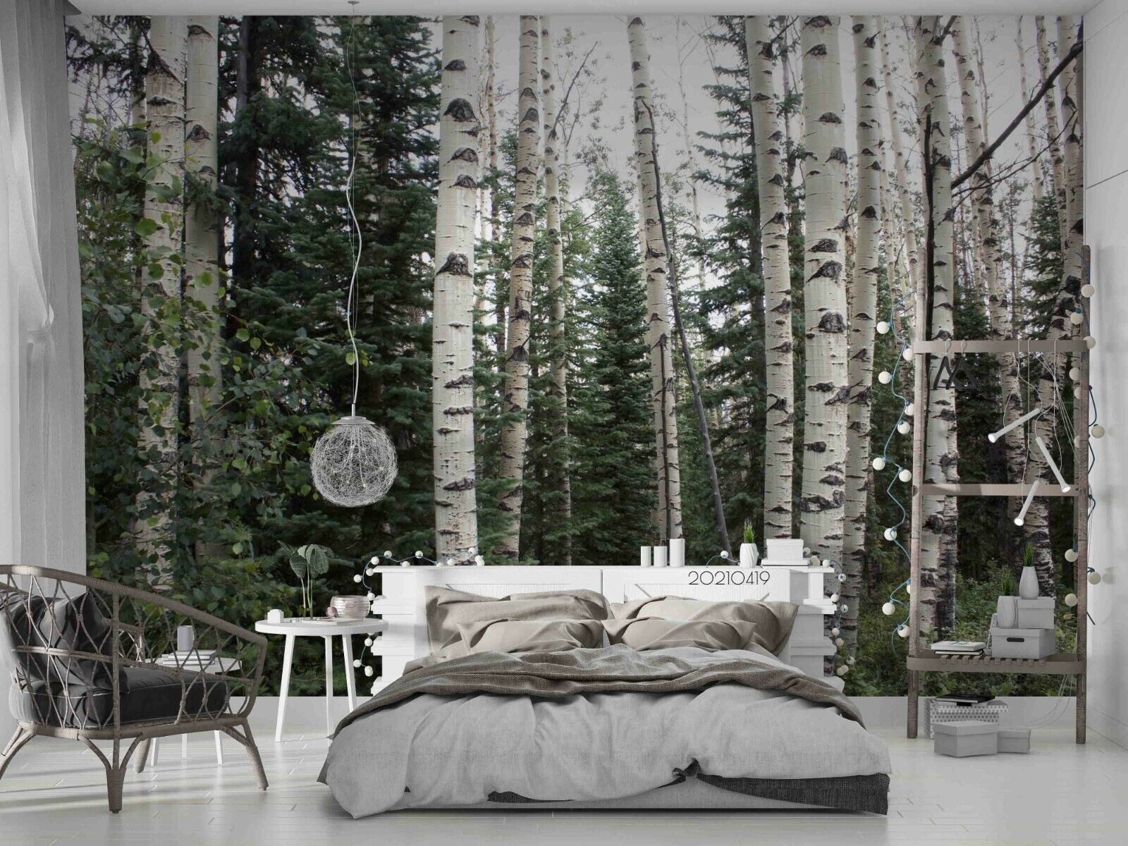 3D Winter Poplar Forest snowy birch forest landscape wall mural wallpaper for bedroom