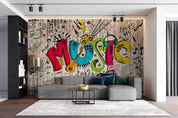 Plank Guitar Letter Earphone Typography Wallpaper typography graffiti wall mural for teen room or studio - view 3