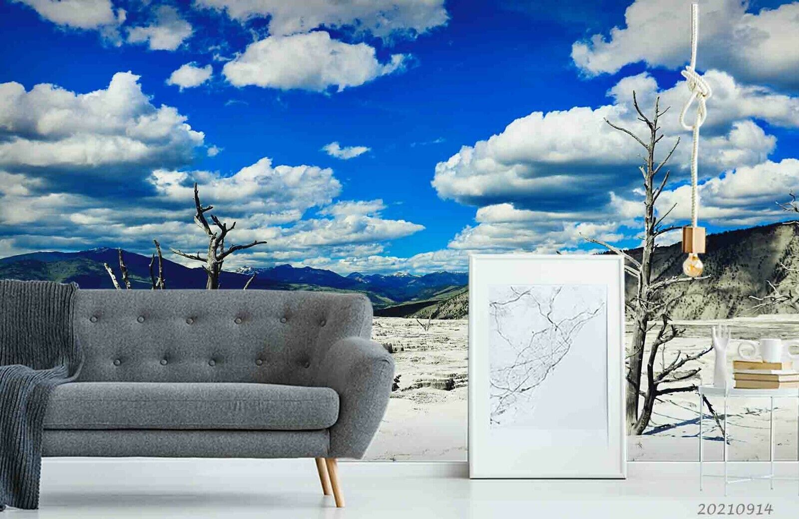 3D Mountain Cloud Sky blue mountain cloud landscape wall mural wallpaper for living room