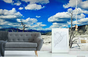 3D Mountain Cloud Sky blue mountain cloud landscape wall mural wallpaper for living room