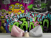 Graffiti Letter Monster Square Wallpaper typography graffiti wall mural for teen room or studio