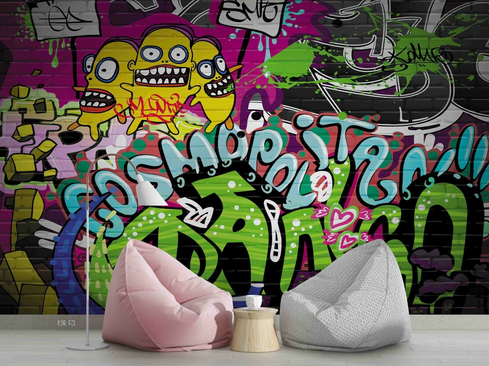 Graffiti Letter Monster Square Wallpaper typography graffiti wall mural for teen room or studio