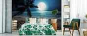 3D Moonlit Beach Palm moonlit tropical beach scene wall mural wallpaper for bedroom - view 2