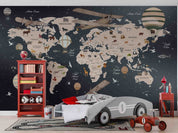 3D Graffiti World Map Black Wall Mural Wallpaper YXL 969