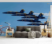 3D Aircraft Sky Track blue aircraft sky scene wall mural wallpaper for kids room - view 3