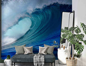 3D Abstract Damaskeen Wave Blue Wall Mural Wallpaper YXL 956