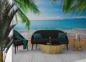 3D Tree Sandbeach Sea Stone Spindrift Wall Mural Wallpaper YXL 1068
