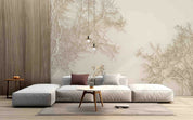 3D Grey Branch Landscape soft grey tree branch landscape wall mural wallpaper for office - view 3