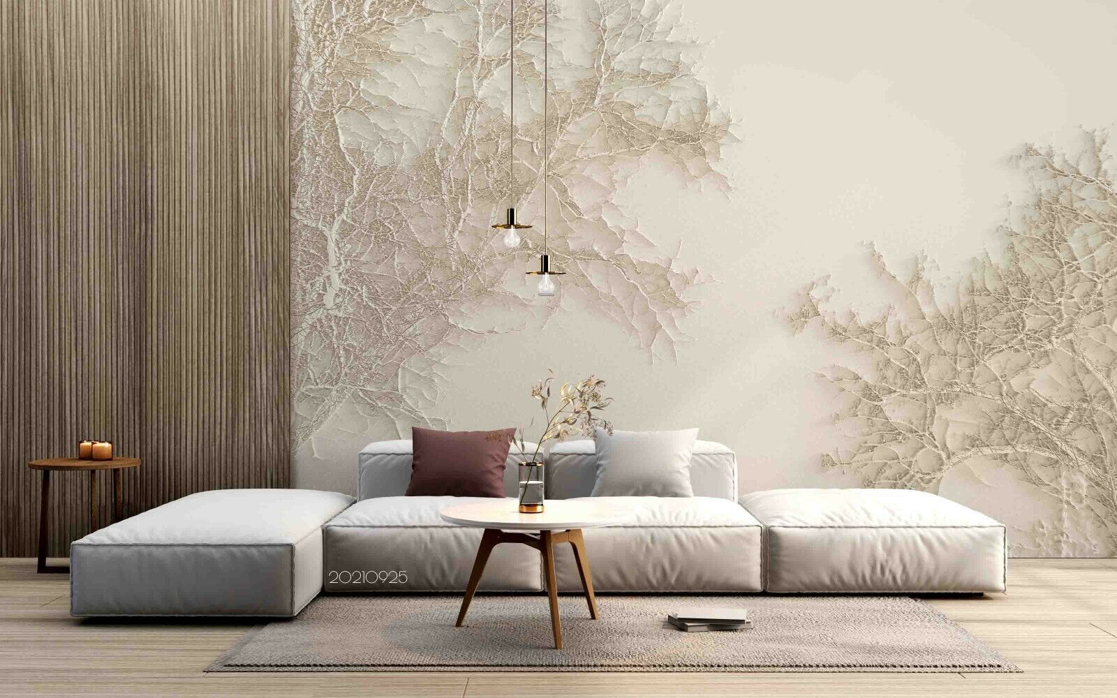 3D Grey Branch Landscape soft grey tree branch landscape wall mural wallpaper for office - view 3