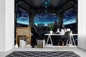 3D Observation Room Sky Cloud Blue Wall Mural Wallpaper YXL 1080