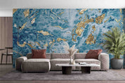 3D Abstract Damaskeen Blue Wall Mural Wallpaper YXL 935