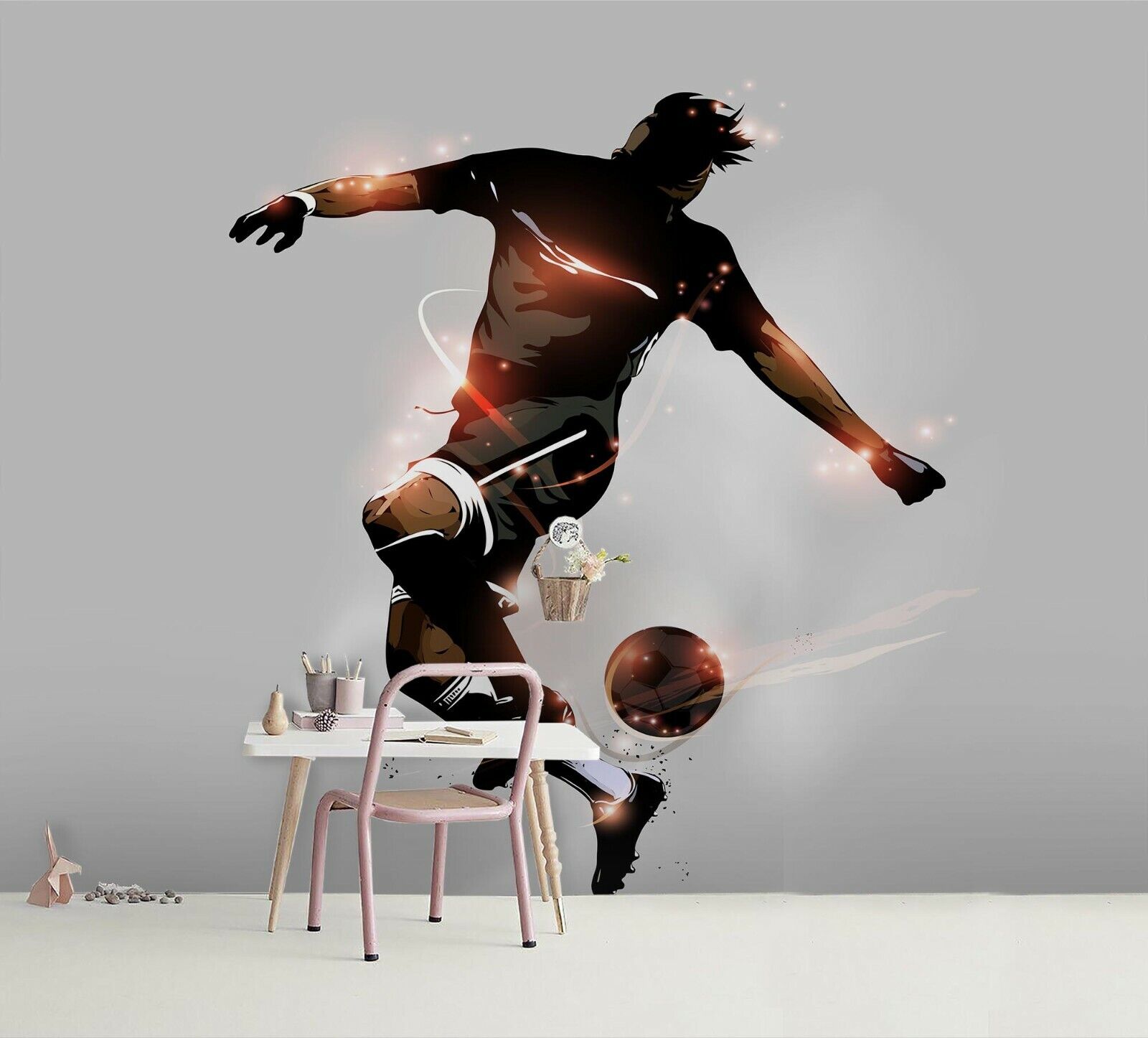 3D Person Football Kick A Ball Wall Mural Wallpaper YXL 1077