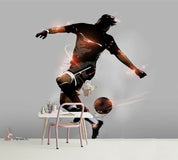 3D Person Football Kick A Ball Wall Mural Wallpaper YXL 1077