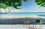 3D Tree Sandbeach Sea Cloud Sky Wall Mural Wallpaper YXL 955