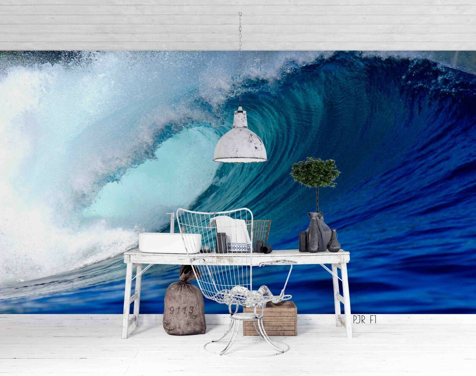 3D Abstract Damaskeen Wave Blue Wall Mural Wallpaper YXL 956