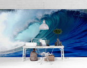 3D Abstract Damaskeen Wave Blue Wall Mural Wallpaper YXL 956