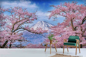 3D Sakura Mountain Sky cherry blossom mountain landscape wall mural wallpaper for living room - view 3