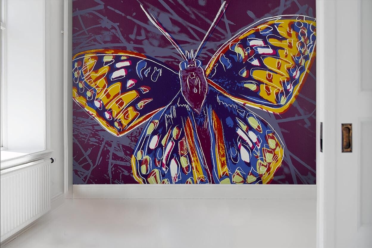 3D Freehand Sketching Butterfly Line Purple Wall Mural Wallpaper YXL 939