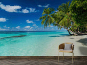 3D Open Tropical Beach bright ocean beach view wall mural wallpaper for living room - view 4