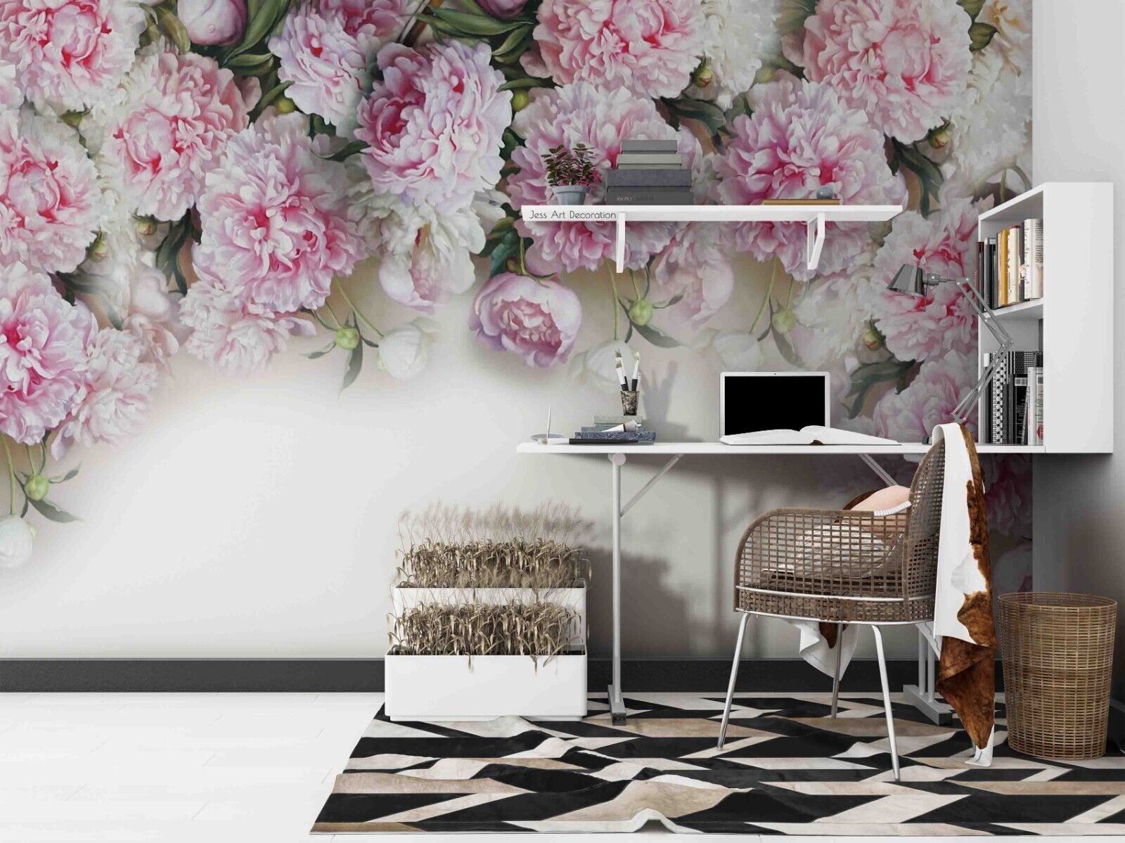 3D Floral Peony Rose Leaf Wall Mural Wallpaper YXL 868