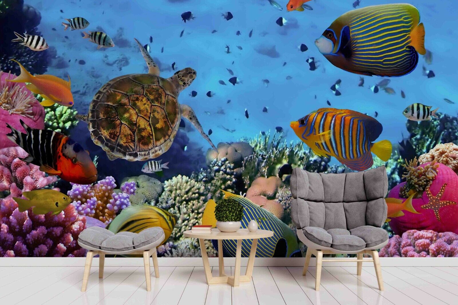 3D Sea Turtle Coral Reef sea turtle coral reef ocean mural wall mural wallpaper for kids room - view 3