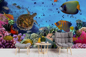 3D Sea Turtle Coral Reef sea turtle coral reef ocean mural wall mural wallpaper for kids room - view 3