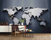 3D World Map Black Ellipse Wall Mural Wallpaper YXL 821