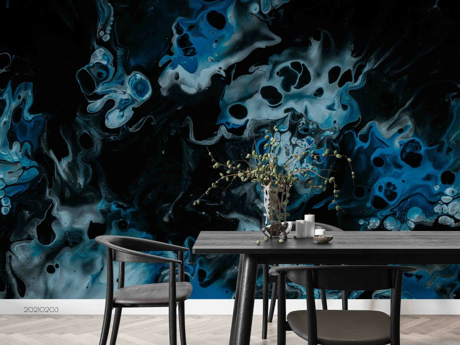 3D Abstract Damaskeen Blue Wall Mural Wallpaper YXL 951